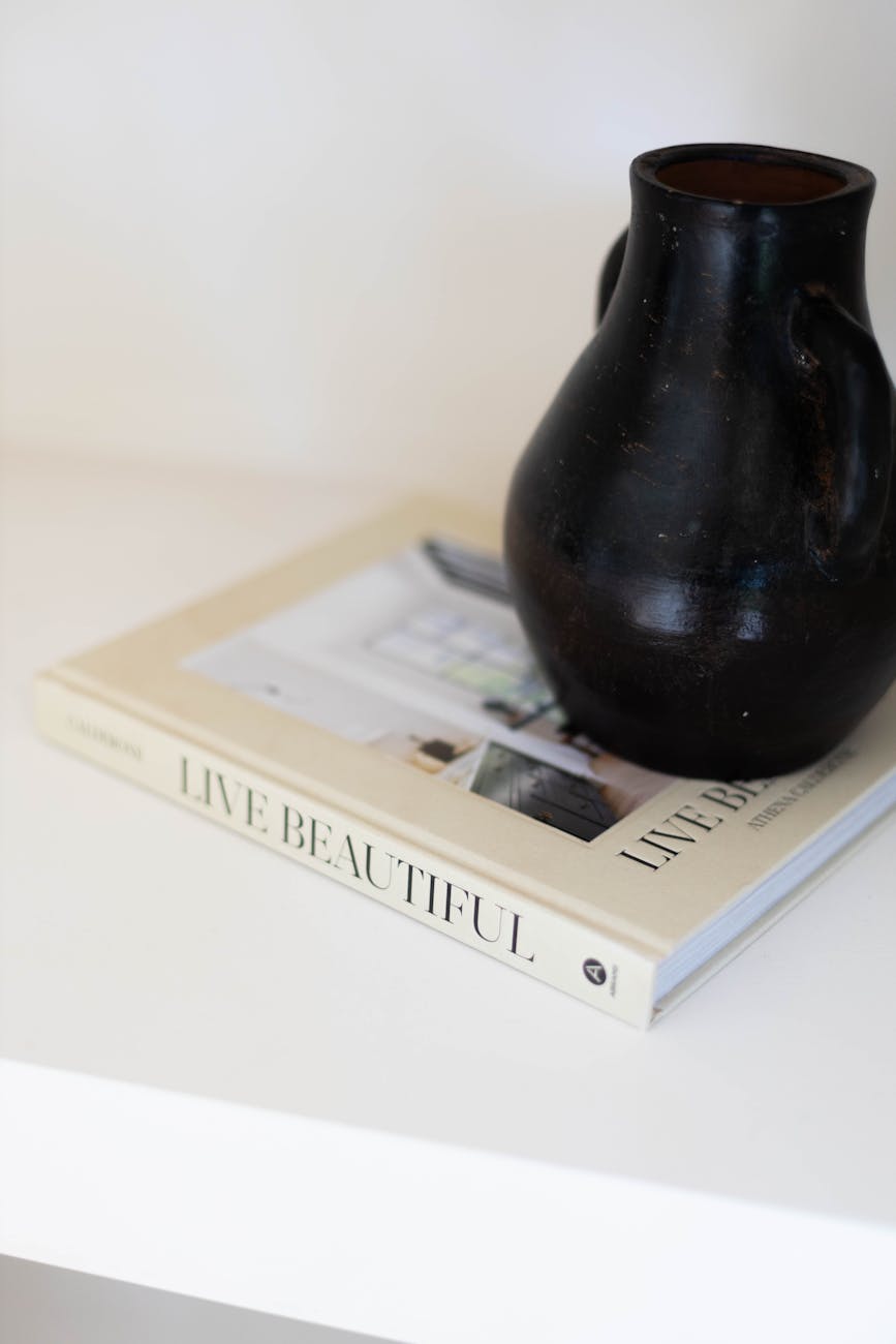 book vase on shelf